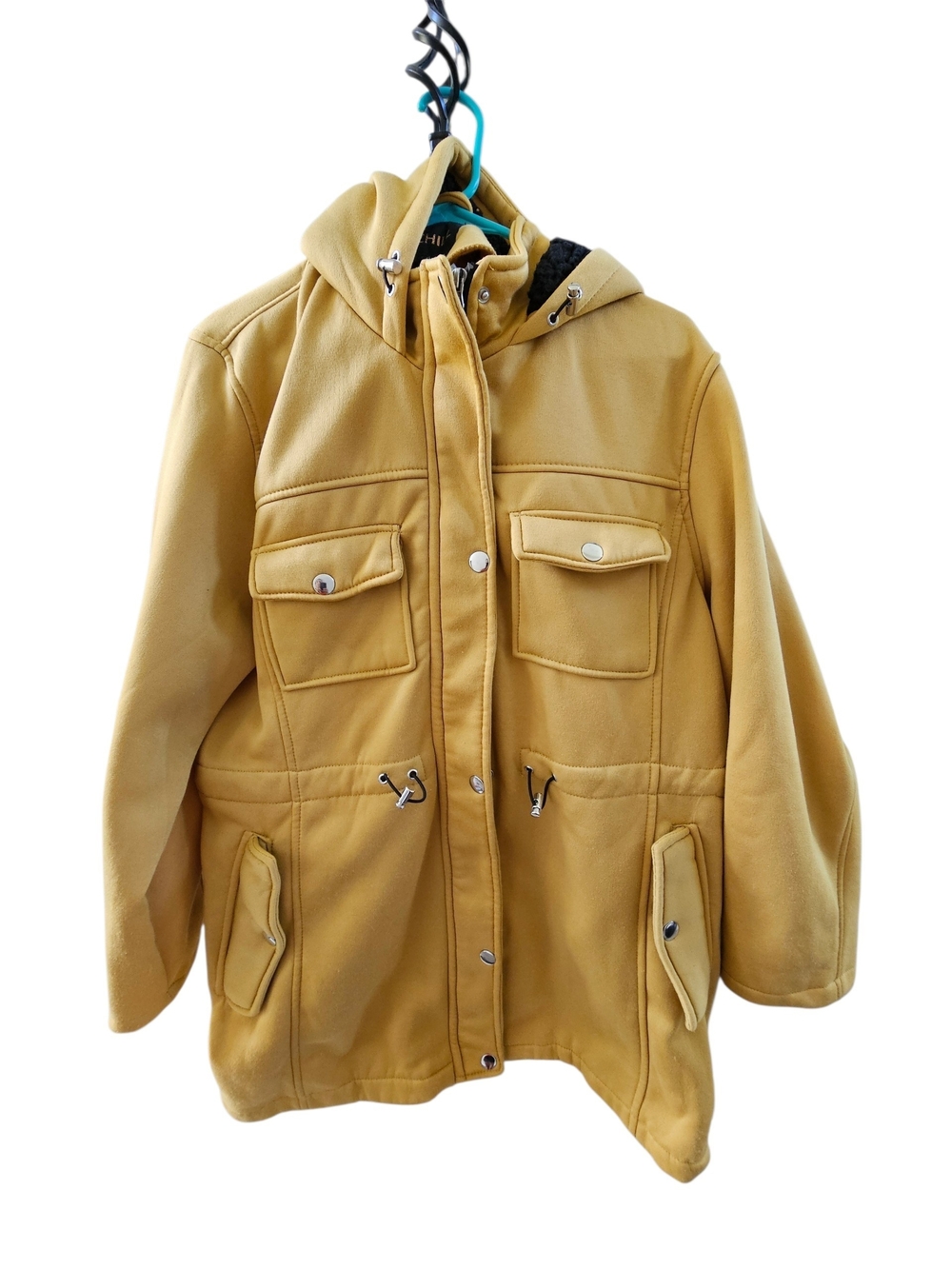 Big Chill Hooded Puffer Jacket in Mustard Yellow
